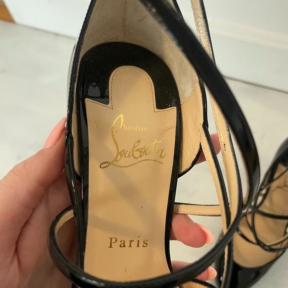 Christian Louboutin Soustelissimo 100 D'Orsay Pumps Black Patent Leather. - Picture 2 of 10